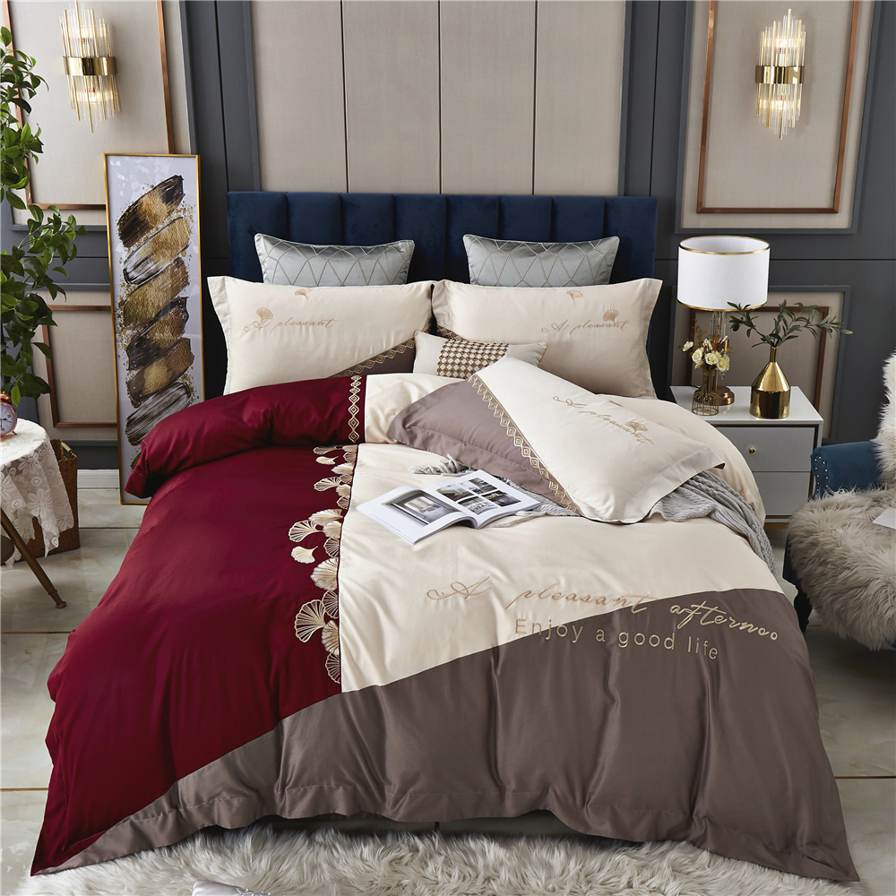 100支长绒棉高端刺绣四件套1.8米双人全棉欧式轻奢风绣花床上用品