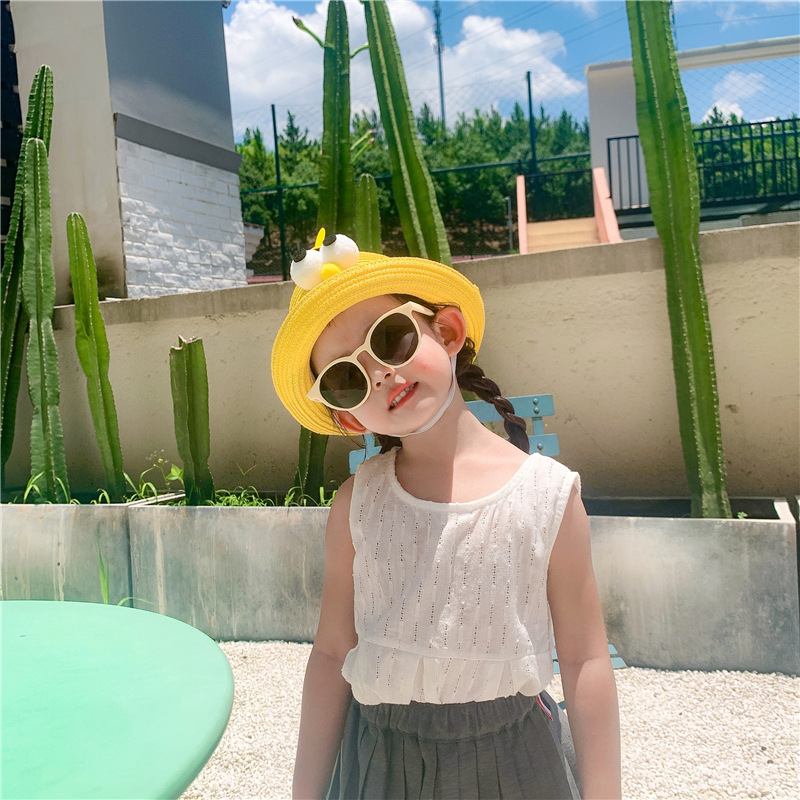 Children's Straw Hat Boy Sun Hat Baby Summer Sun Hat Cute Super Cute Sunscreen Girl Beach Hat display picture 2