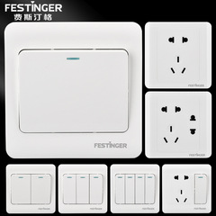 Festing Switch and Socket Project Elegant White Panel 2+3 Positions 5 Holes with USB One-Way Dual Control Surface Mount Multi-Purpose