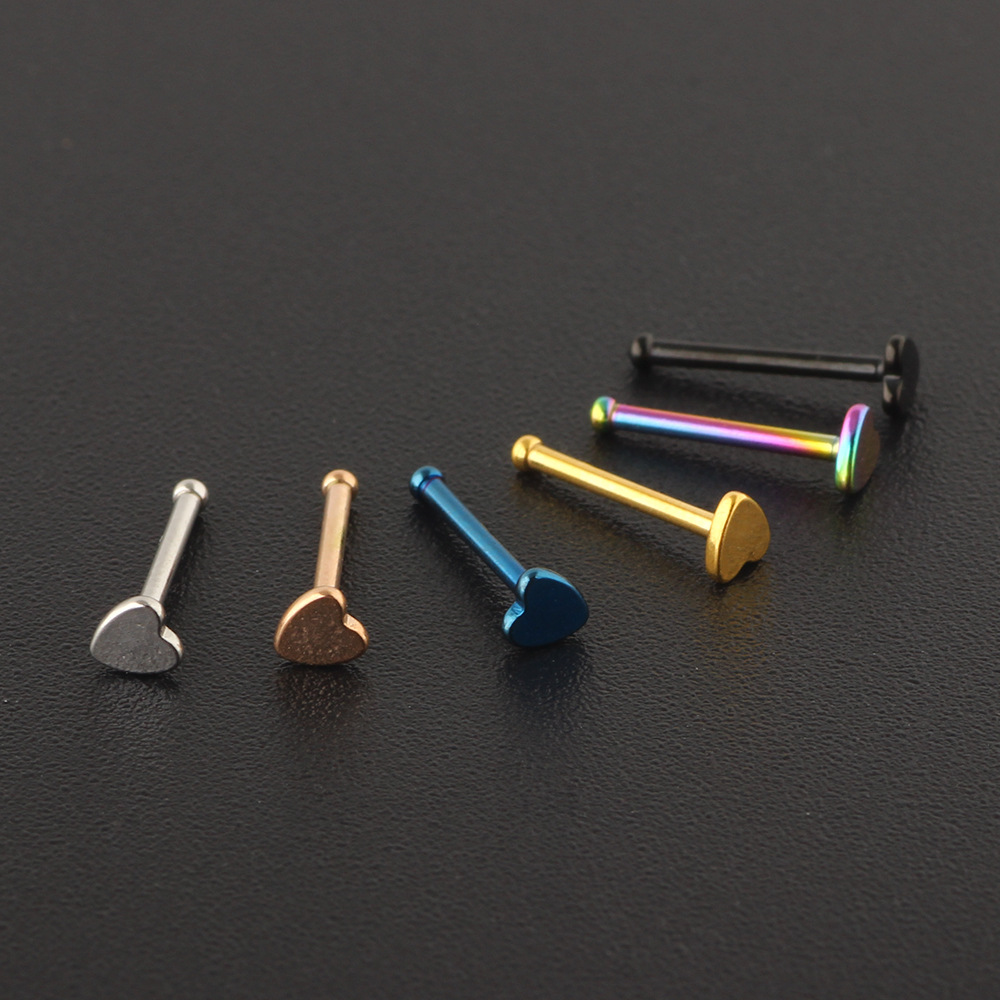 Rose Gold Bear Geometric Nose Stud 316L Surgical Steel Straight Curved Nose Ring Earring detail image 11