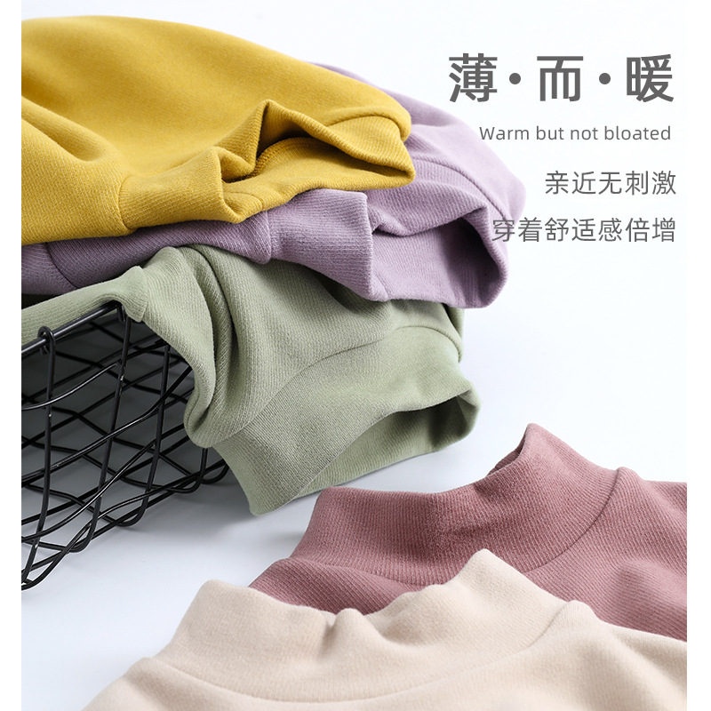 2020秋冬新款兒童打底衫德絨玻尿酸熱能半高領針織發熱磨毛打底衫