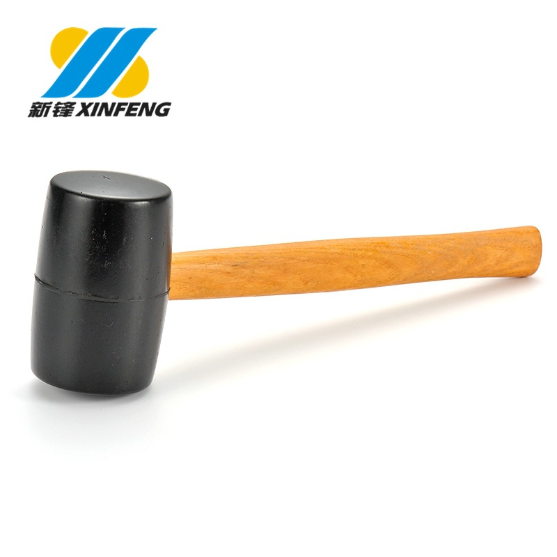 厂家供应黑色木柄橡胶锤子安装锤子圆型锤子木柄榔头