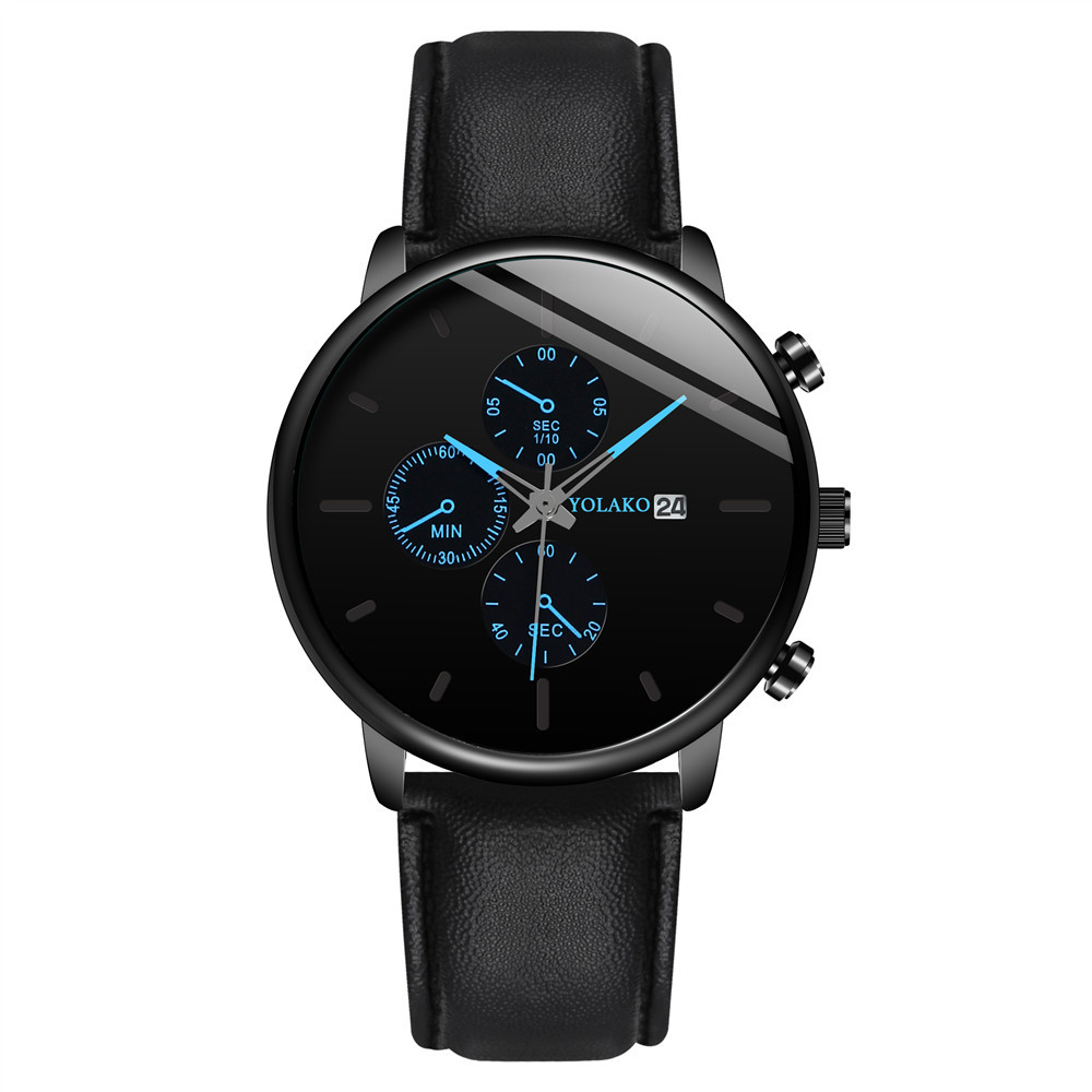 Neue Mode Ultradünne Herren Business Kalender Gürtel Drei-augen-gürtel Uhr display picture 6