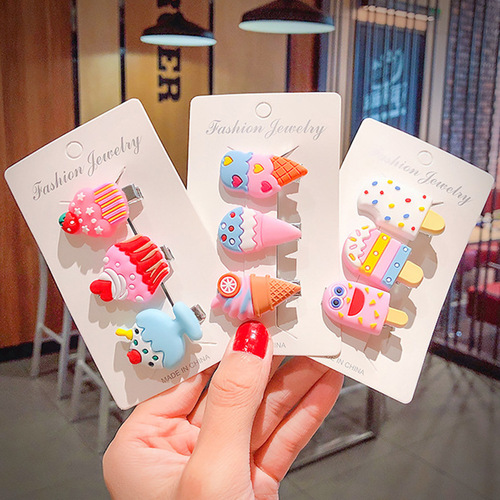 Children's bb hairpin little girl hairpin cute ice cream ice cream rainbow tiara broken hair bangs side clip princess
