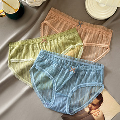 New sweet lace girl underwear high elastic mid-waist comfortable sexy seamless underwear women's non-sense close-fitting briefs