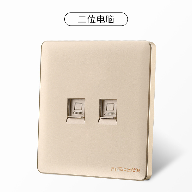Panel de interruptores Bellson Osaka dorado tipo 86, interruptor de arco, enchufe de cinco orificios, placa de plástico ignífuga, fabricante, venta al por mayor