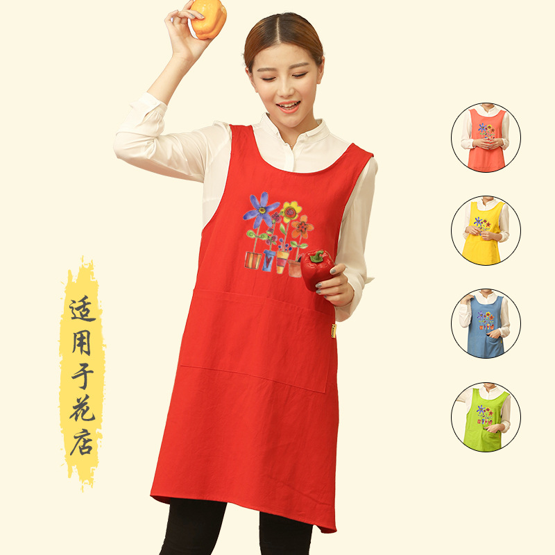 Estilo coreano logotipo personalizado delantal cocina hogar anti-fouling lindo estilo japonés cintura trabajo impresión de la moda de las mujeres