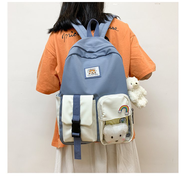 Korean Student Hit Color Backpack Soft School Bag display picture 22