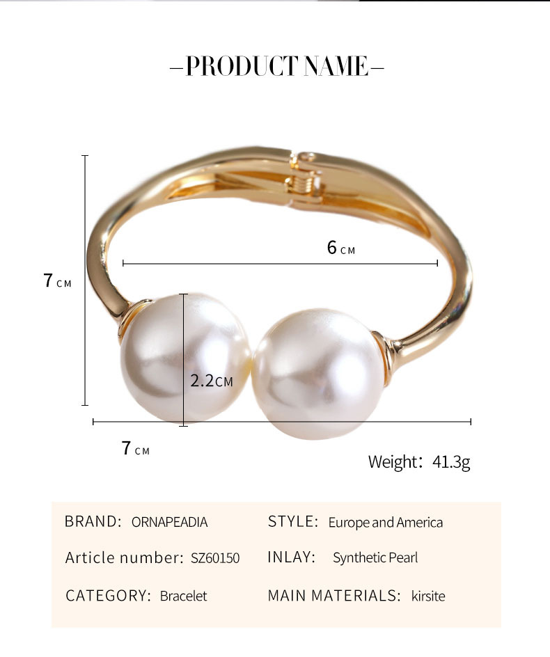 Big Pearl Alloy Open Bracelet