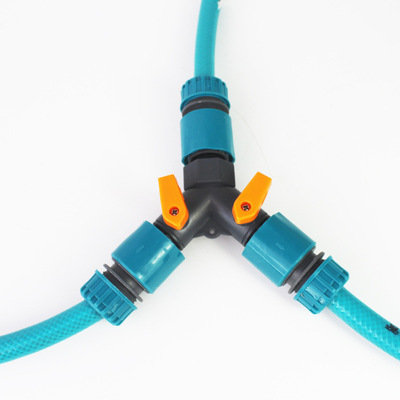 塑料带开关阀门三通 奶嘴接口一进两出分水阀 水管软管快速接头|ms
