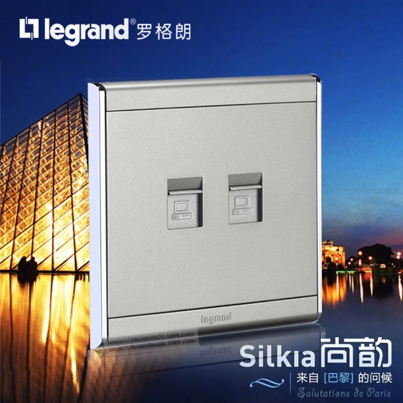 Legrand/罗格朗 尚韵系列 二位电脑插(超五类)（缎沙银）A9/C01/2