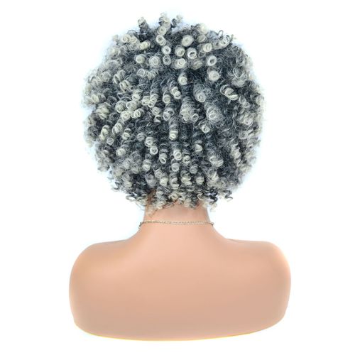 African wig headgear, short fluffy curly afro black man wig, small screw roll LOSE wig headgear