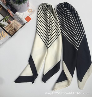 Шарф, шейный платок, городской стиль, в стиле Шанель, простой и элегантный дизайн, в корейском стиле