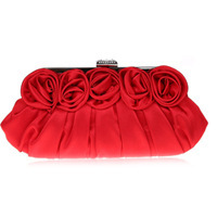 跨境热销简约立体花朵包绸缎包手拿包链条女手提包现货代发03649|ru