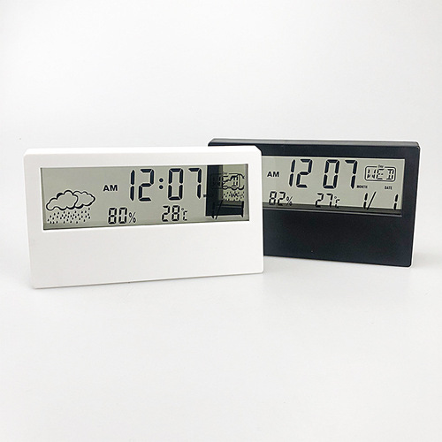 Cross-border LCD clock electronic desk clock temperature and humidity meter alarm clock creative electronic digital display multi-function white light 618E