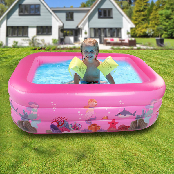 Cartoon inflatable fuchsia swimming pool play in water for swimming