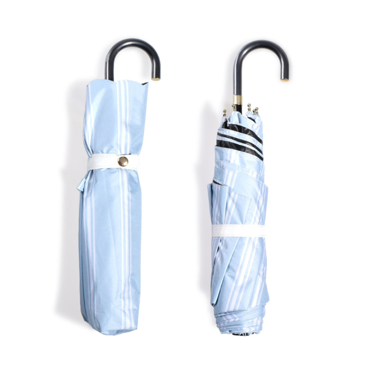 日系弯柄折叠伞格子便携黑胶遮阳防晒雨伞森系晴雨两用伞批发logo