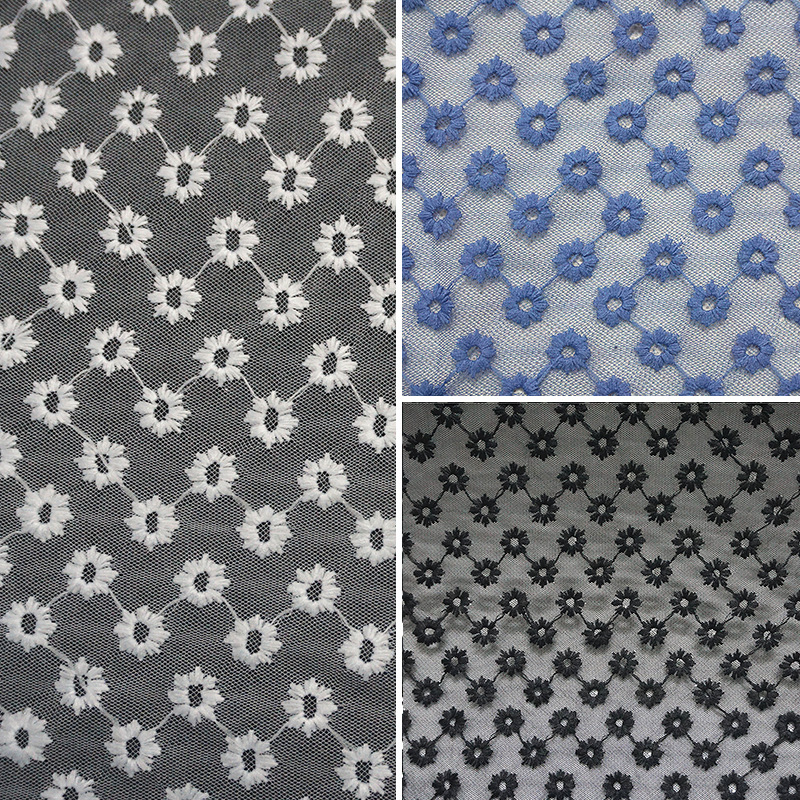 网布刺绣花边水溶服装面料婚纱瑞士网花边蓝黑现货蕾丝 宏兴花边