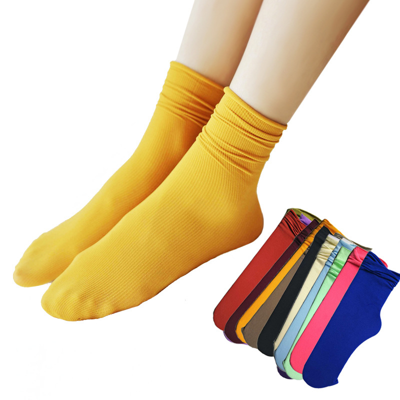 Manufactor Direct selling the republic of korea summer Piles Ice Thin section Solid Retro Socks Velvet wholesale