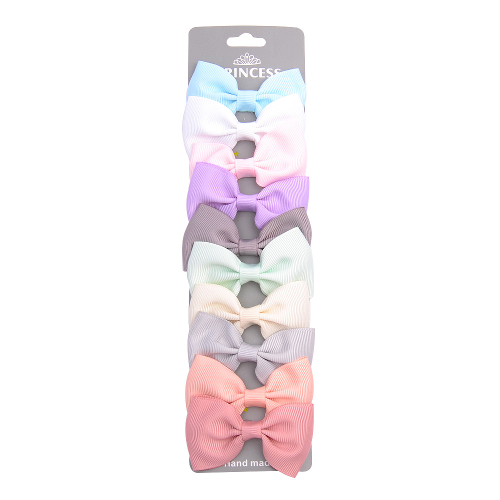 Children's Solid Color Bow Hairpins Set display picture 9