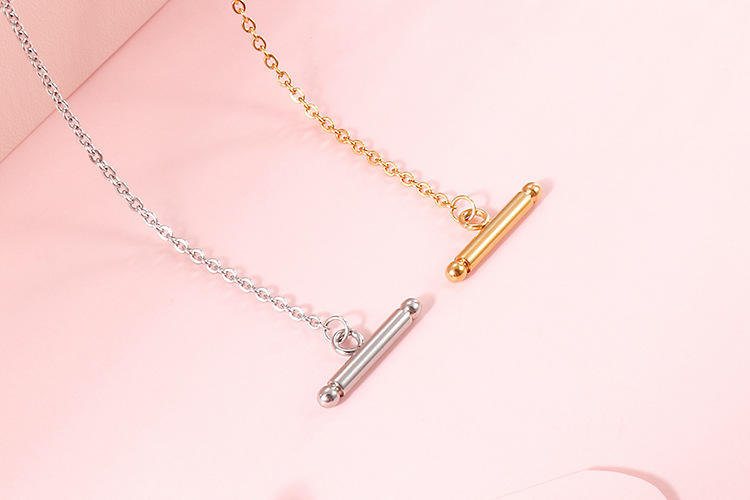 simple fashionable golden ball OT buckle necklace earrings stainless steel set wholesale nihaojewelr