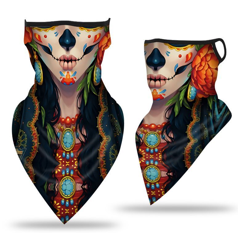 Oído-colgando triángulo bufanda hielo malla de seda máscara transpirable cuello cubierta al aire libre equitación pesca a prueba de viento protector solar cara toalla bufanda