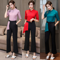 2020夏新款足浴足療按摩技師工作服  美容院SPA職業長褲酒店套裝