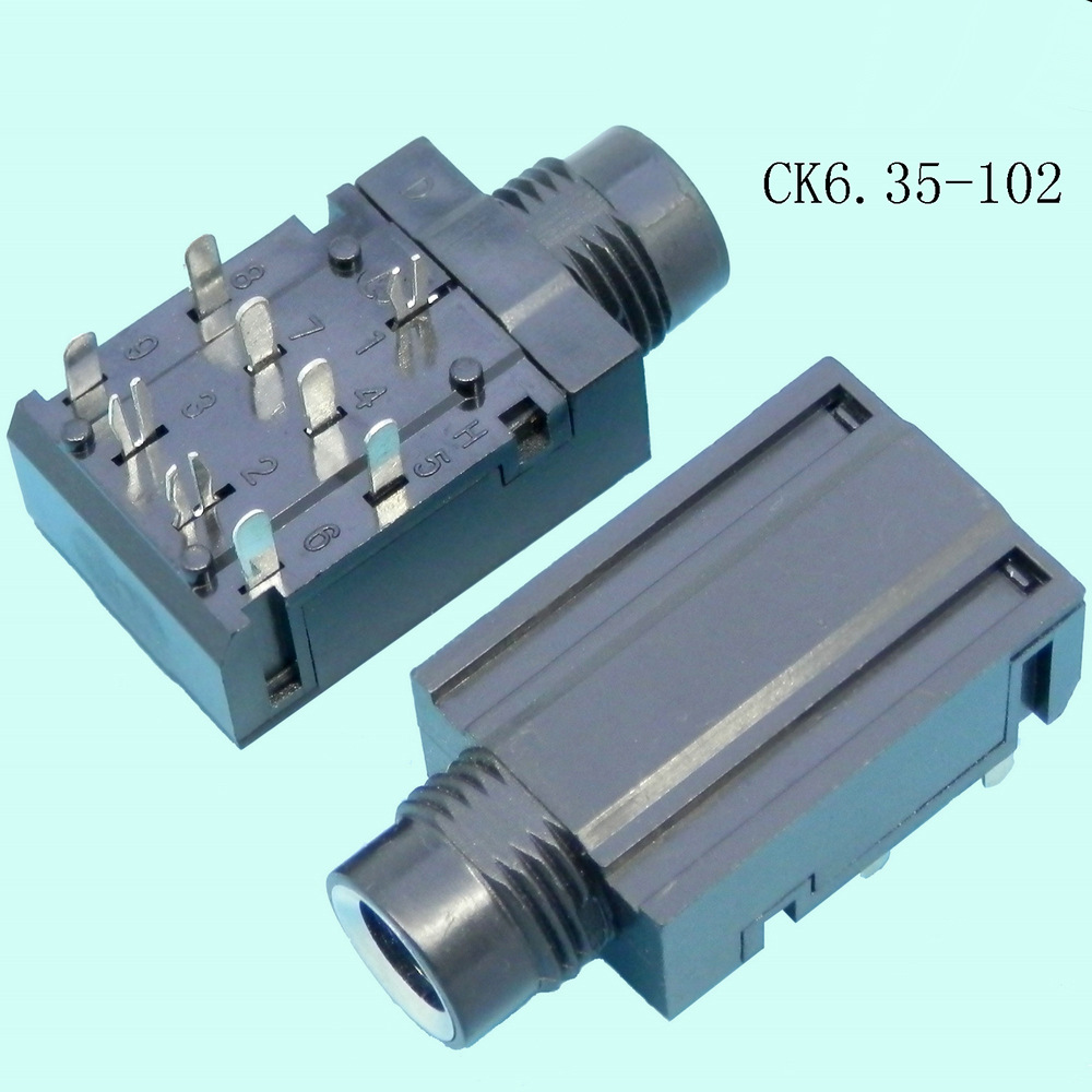 6.35mic咪麦克风话筒单双声道立体声镀金音响音频视频公插头母座