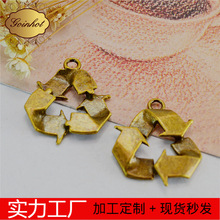A2562 跨境电商货源合金古铜色DIY吊坠 3.4克环保标志循环标吊坠
