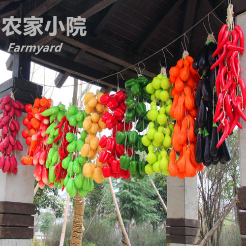 Simulation Vegetable and Fruit String for Farmhouse Restaurant Decoration Fake Corn Chili Garlic Apple Kindergarten Pendant Wholesale