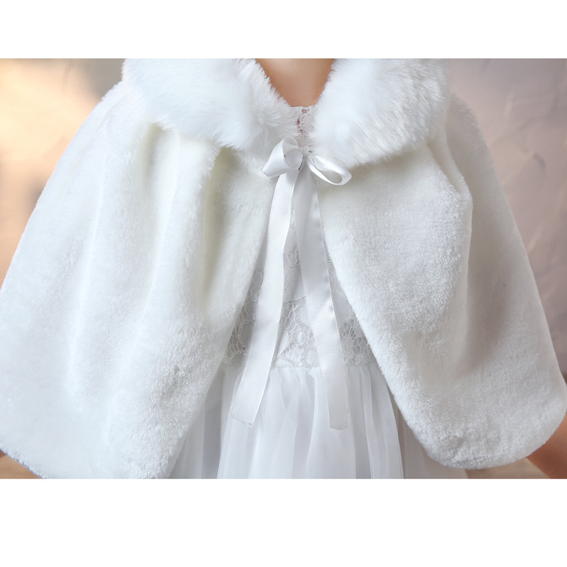 Thicken Plush Bolero Shrug Princess White Faux Fur Coat Shoulder Cape Wedding Dress Shawl Wraps Stole Warm Short Jacket