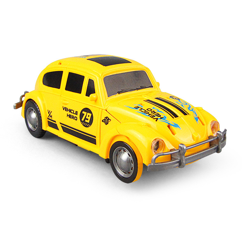 Eléctrico universal escarabajo deformación coche música luz deformación robot simulación clásico coche modelo coche de juguete