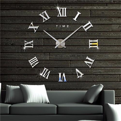 Direct Manufacturer Sales, Hot Selling Cross-Border 3D Wall Clock with Creative Mirror Surface, DIY Large Size Mirror Wall Clock