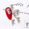 Three dimensional jewelry, cartoon zirconium from pearl, metal nail decoration, wholesale, with little bears