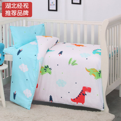 幼儿园纯棉三件套纯棉婴儿床上用品三件套全棉儿童三件套批发|ms