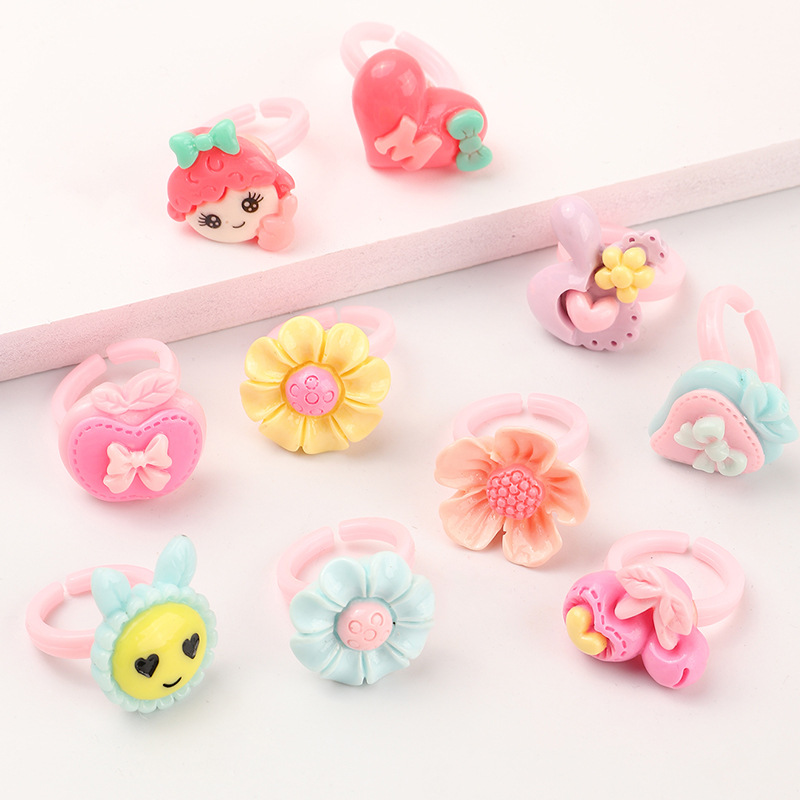 Little Princess Children Girls Baby Cute Cartoon Small Ring Fruit Pumpkin Flower Ring display picture 5