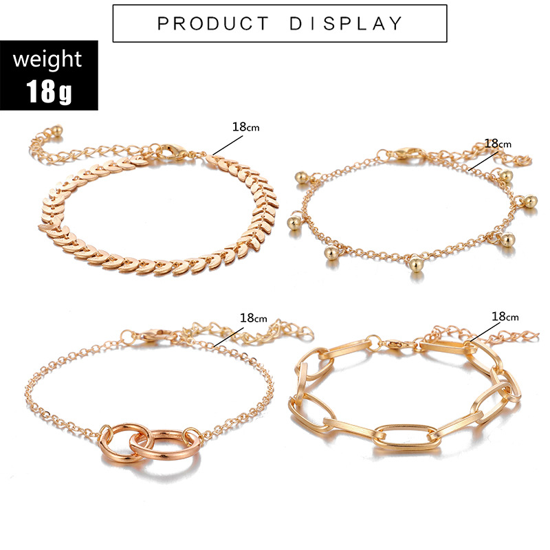 New Fish Bone Ring Interlocking Bracelet Simple Geometric Chain Texture Circle 4 Piece Bracelet Wholesale Nihaojewelry display picture 12