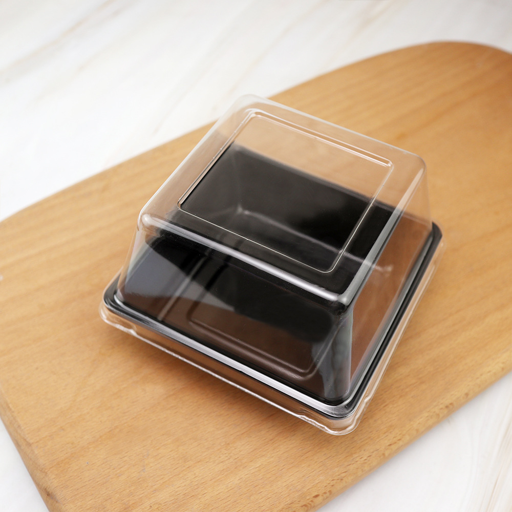 Caja de embalaje de pastel A - 12 Moose Napoleón Punto Oeste cuadrado caja de embalaje de plástico transparente