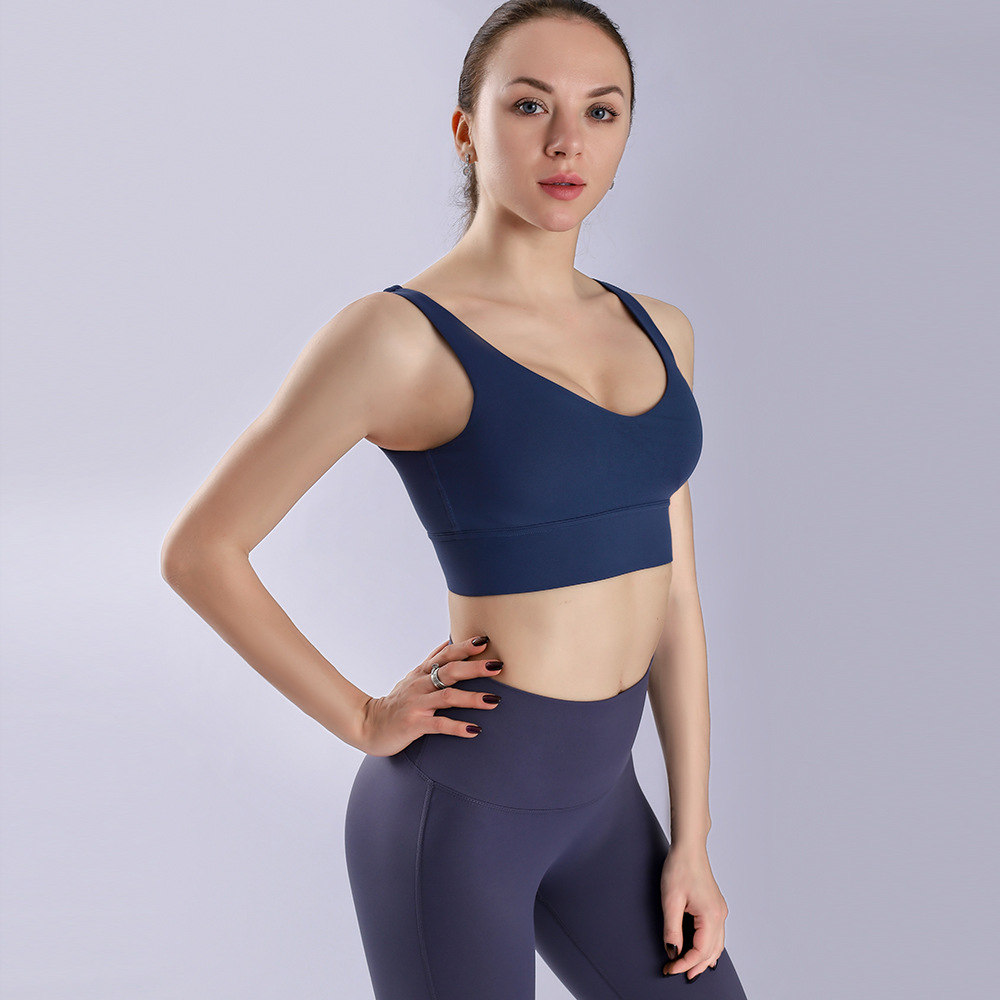 高强度运动文胸女吸汗背心式无痕运动内衣女跑步防震lulu瑜伽文胸