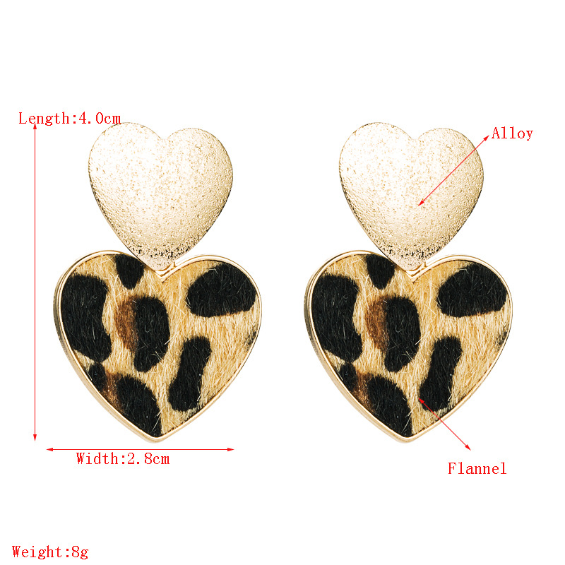 Hot Sale Leopard-print Alloy Heart-shaped Alloy Frosted Earrings display picture 1