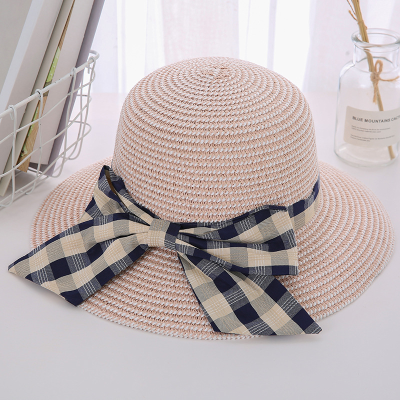 Women's Basic Lattice Bow Knot Bowknot Flat Eaves Straw Hat display picture 6