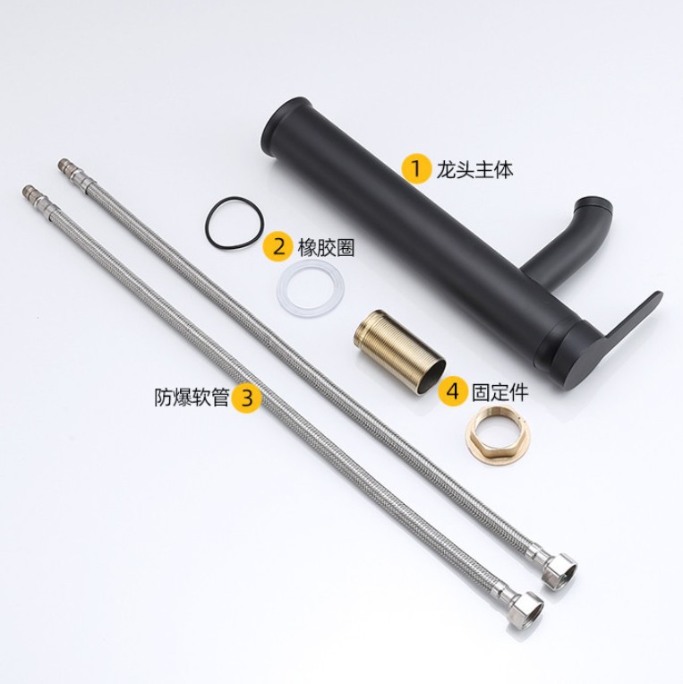 Black stainless steel hot and cold washbasin faucet, bathroom cabinet, washbasin, anti-splash faucet undefined