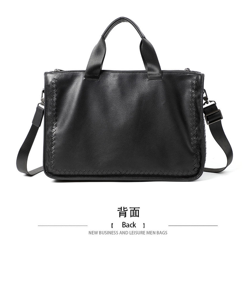 Túi xách tay nam da thật dệt da bò mềm, cặp đeo chéo một vai công sở 42×28,5×14 cm — Dệt da bò cỡ nhỏ, Dây trang trí da bò cỡ lớn, Da bò lớn dệt, Dệt Da Cừu Cỡ Nhỏ chi tiết 14