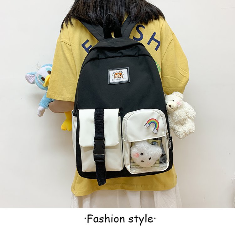 Korean Student Hit Color Backpack Soft School Bag display picture 11