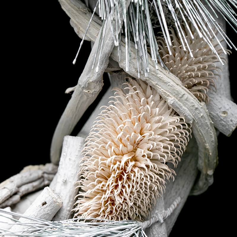 Navidad de madera guirnaldas de vinas anillo de decoración de Navidad colgante de vinas blancas colgantes de puertas colgantes de pared de cafetería del centro comercial