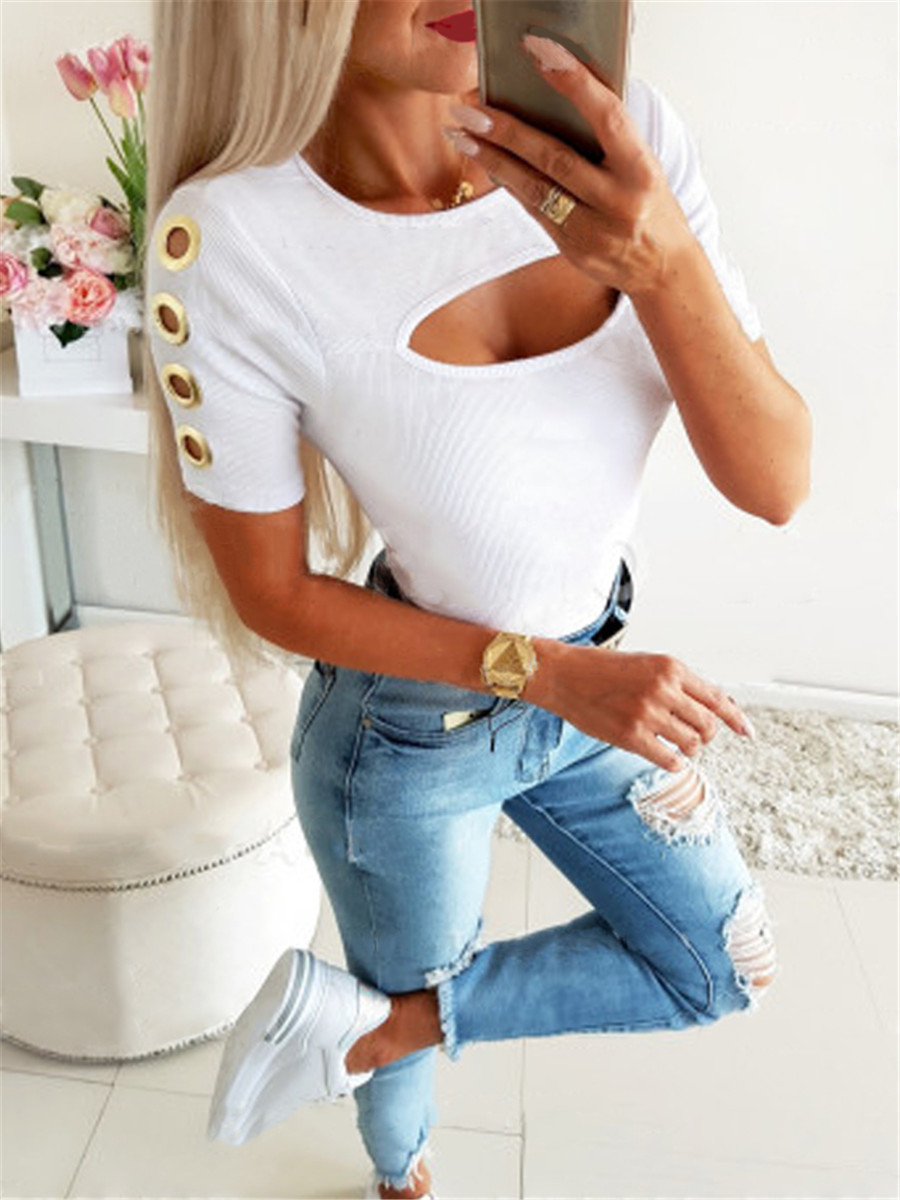 White Buttoned Crop Top for Women Summer Casual Wear