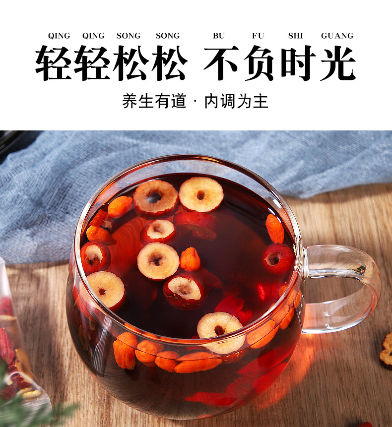 Five Treasure Herbal Tea Ren Shen Wu Bao Cha Goji Berry Blend with Maca Mulberry and Polygonatum 150g Triangle Tea Bags overview