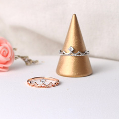 Lingyue Japanese and Korean Fresh Style Zircon Crown Fine Ring for Women, Cross-border Best Selling Gold-plated Jewelry Wholesale and Dropshipping