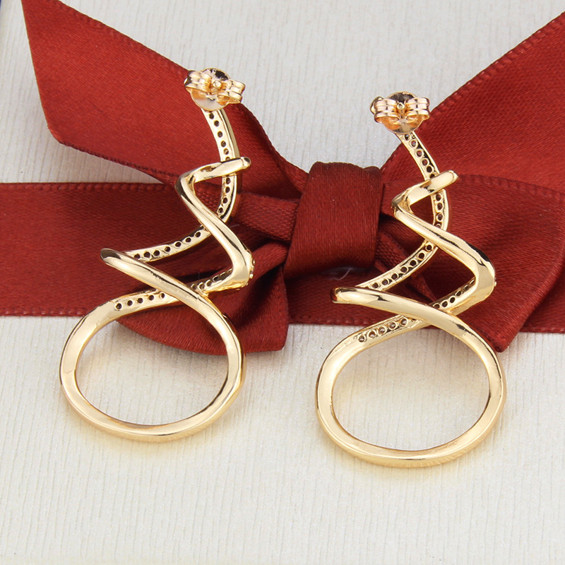 simple goldplated zircon winding earringspicture3
