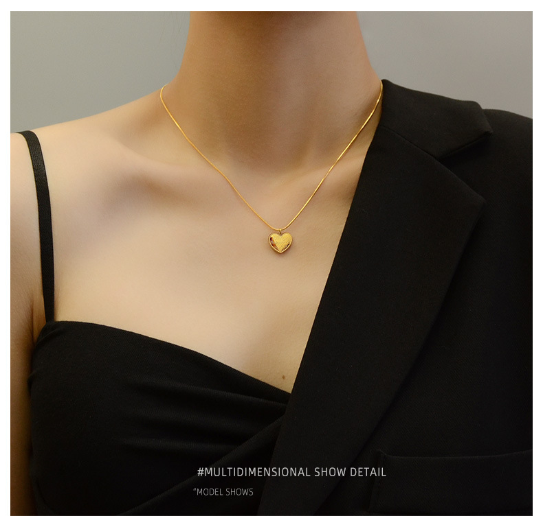 欧美ins风波浪边小桃心锁骨项链 七夕情人节项链 爱心吊坠 P632